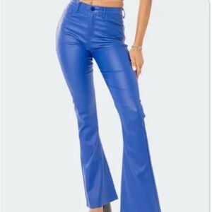 Edikted Luna Faux Leather Flare Jeans